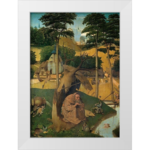 The Temptation of St Anthony White Modern Wood Framed Art Print by Bosch, Hieronymus