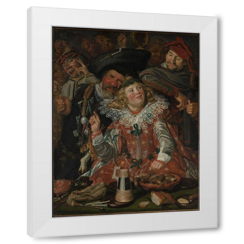 Shrovetide Revellers White Modern Wood Framed Art Print by Hals, Frans