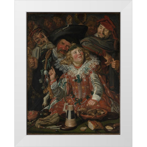 Shrovetide Revellers White Modern Wood Framed Art Print by Hals, Frans