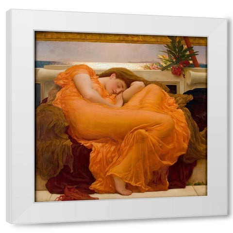 Flaming June White Modern Wood Framed Art Print by Leighton, Frederic