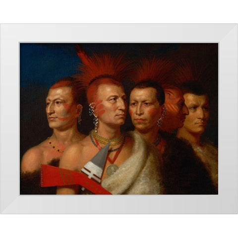 Young Omahaw, War Eagle, Little Missouri, and Pawnees, White Modern Wood Framed Art Print by King, Charles Bird