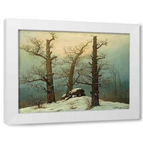 Cairn in Snow White Modern Wood Framed Art Print by Friedrich, Caspar David