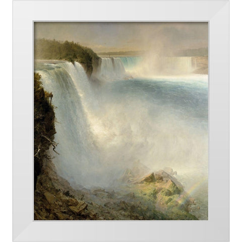 Niagara Falls, from the American Side White Modern Wood Framed Art Print by Church, Frederic Edwin