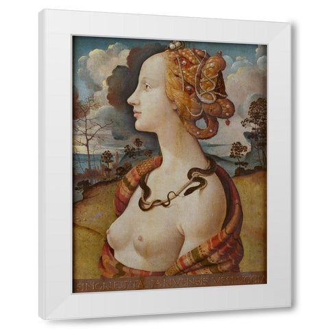 Portrait of Simonetta Vespucci White Modern Wood Framed Art Print by di Cosimo, Piero