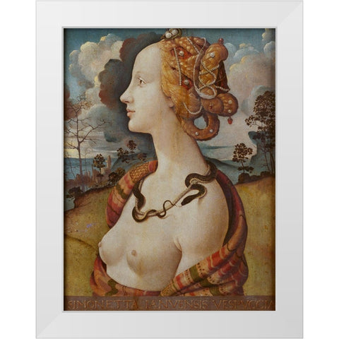 Portrait of Simonetta Vespucci White Modern Wood Framed Art Print by di Cosimo, Piero