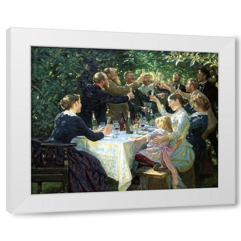Hip, Hip, Hurrah White Modern Wood Framed Art Print by Kroyer, Peder Severin