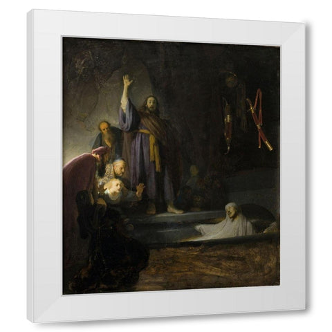 The Raising of Lazarus White Modern Wood Framed Art Print by Rembrandt