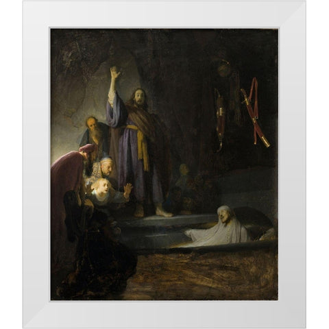 The Raising of Lazarus White Modern Wood Framed Art Print by Rembrandt