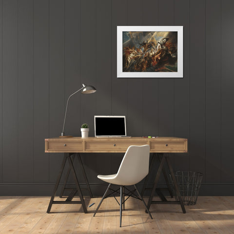 The Fall of Phaeton White Modern Wood Framed Art Print by Rubens, Peter Paul