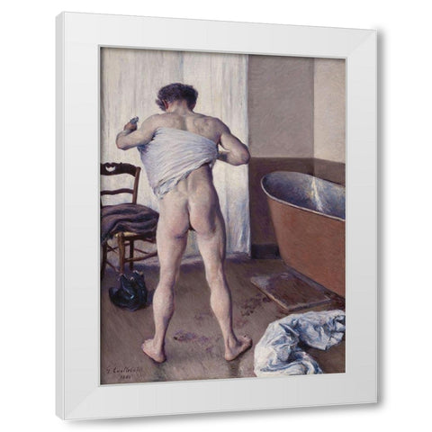 Homme au bain White Modern Wood Framed Art Print by Caillebotte, Gustave