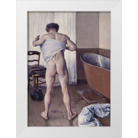 Homme au bain White Modern Wood Framed Art Print by Caillebotte, Gustave