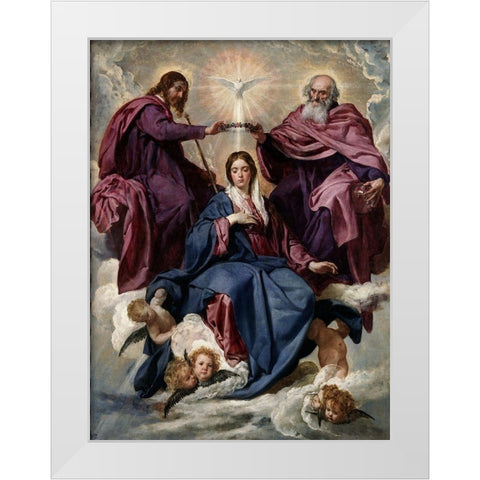 Coronation of the Virgin White Modern Wood Framed Art Print by Valazquez, Diego