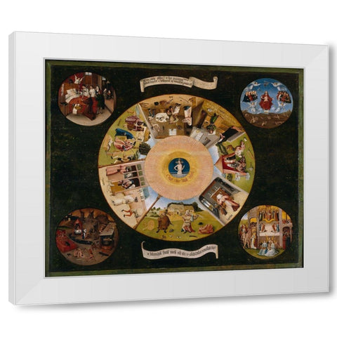 The Seven Deadly Sins and the Four Last Things White Modern Wood Framed Art Print by Bosch, Hieronymus