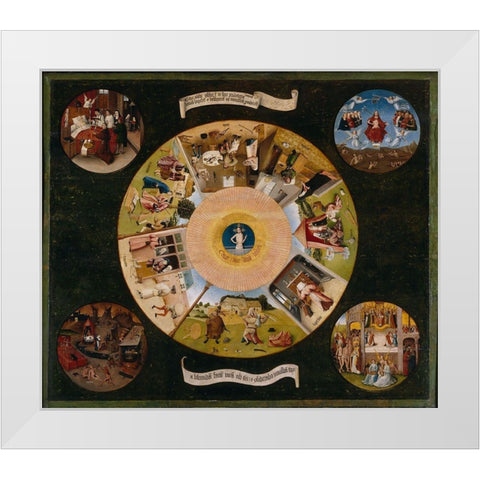 The Seven Deadly Sins and the Four Last Things White Modern Wood Framed Art Print by Bosch, Hieronymus