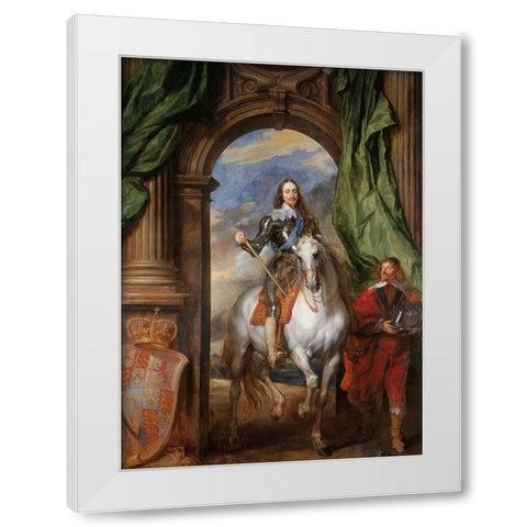 Charles I with M. de St Antoine White Modern Wood Framed Art Print by van Dyck, Anthony