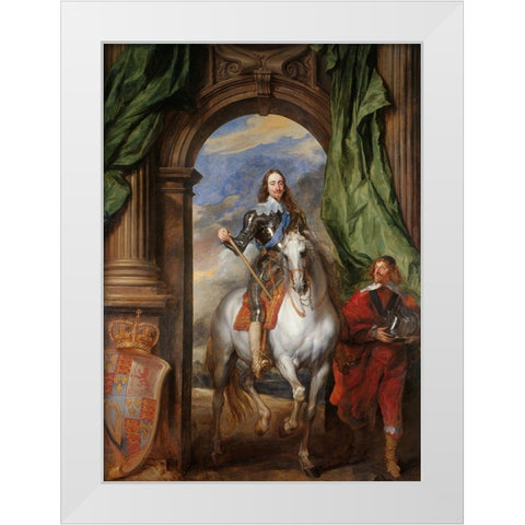 Charles I with M. de St Antoine White Modern Wood Framed Art Print by van Dyck, Anthony