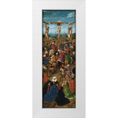 Crucifixion and Last Judgement diptych, left panel White Modern Wood Framed Art Print by van Eyck, Jan