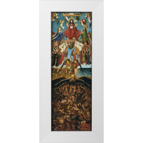 Crucifixion and Last Judgement diptych, right panel White Modern Wood Framed Art Print by van Eyck, Jan