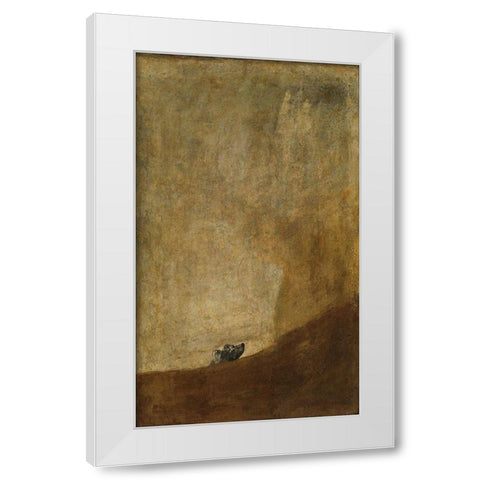 The Dog White Modern Wood Framed Art Print by Goya, Francisco