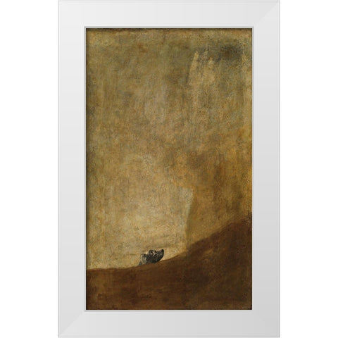 The Dog White Modern Wood Framed Art Print by Goya, Francisco
