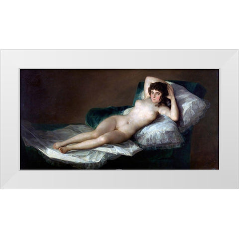 La Maja desnuda White Modern Wood Framed Art Print by Goya, Francisco