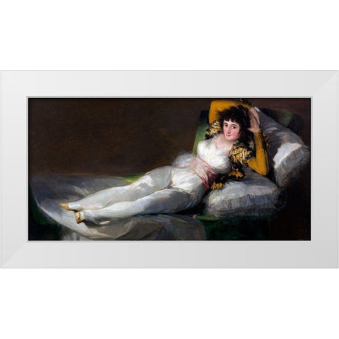 La Maja vestida White Modern Wood Framed Art Print by Goya, Francisco