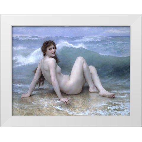 The Wave at Nude White Modern Wood Framed Art Print by Bouguereau, William-Adolphe