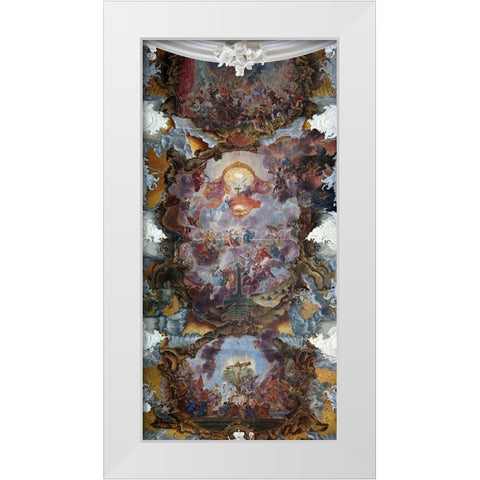 Painted ceiling of the Basilica of St. Paulinus White Modern Wood Framed Art Print by Scheffler, Christoph Thomas