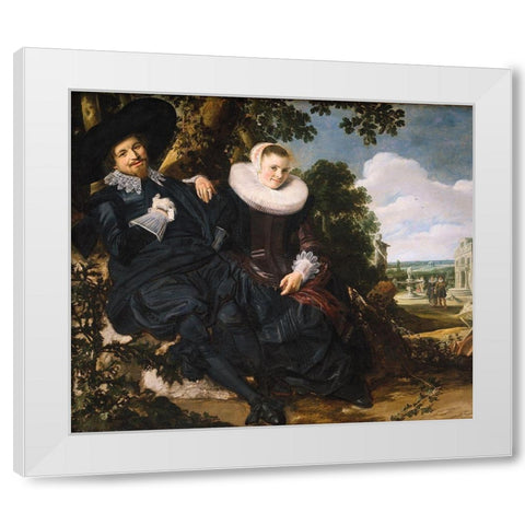 Marriage Portrait of Isaac Massa and Beatrix van der Laen White Modern Wood Framed Art Print by Hals, Frans