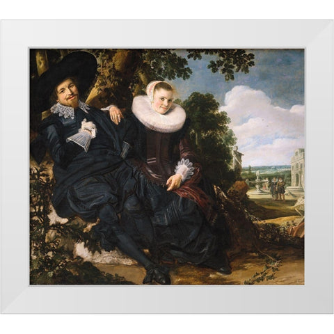 Marriage Portrait of Isaac Massa and Beatrix van der Laen White Modern Wood Framed Art Print by Hals, Frans