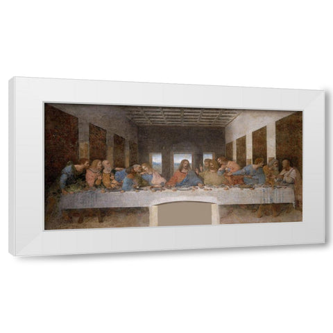 The Last Supper Restored White Modern Wood Framed Art Print by da Vinci, Leonardo