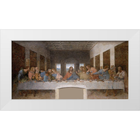 The Last Supper Restored White Modern Wood Framed Art Print by da Vinci, Leonardo