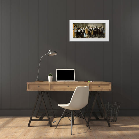 Meagre Company White Modern Wood Framed Art Print by Hals, Frans