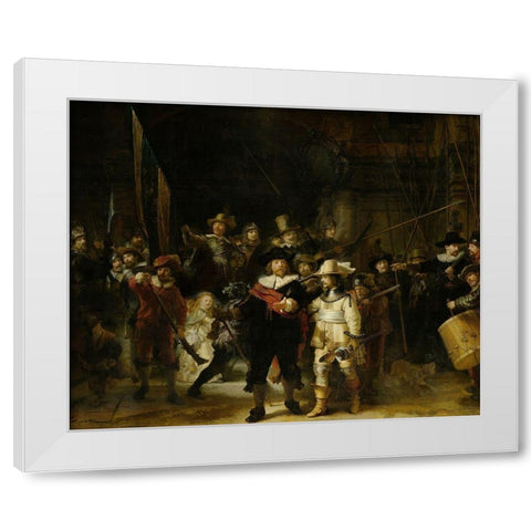 The Night Watch White Modern Wood Framed Art Print by Rembrandt