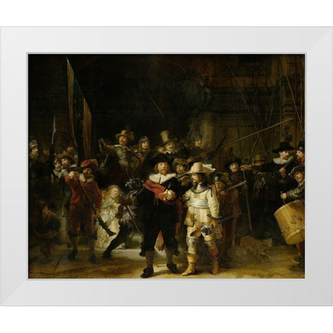 The Night Watch White Modern Wood Framed Art Print by Rembrandt