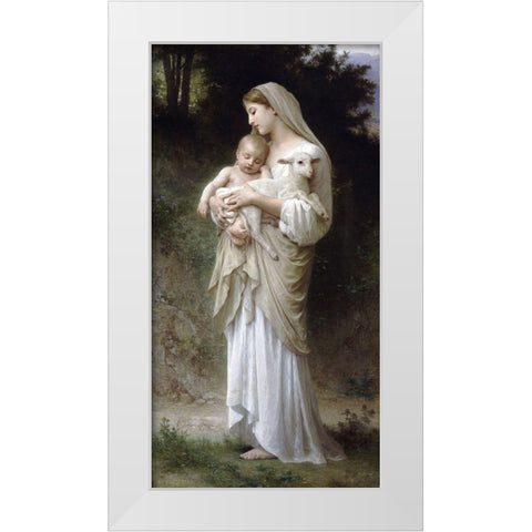 LInnocence White Modern Wood Framed Art Print by Bouguereau, William-Adolphe