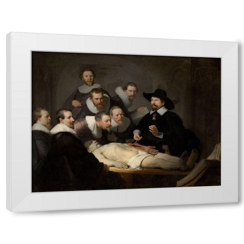 The Anatomy Lesson of Dr. Nicolaes Tulp White Modern Wood Framed Art Print by Rembrandt