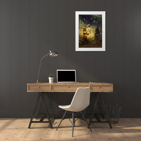 Sadko in the Underwater Kingdom White Modern Wood Framed Art Print by Repin, Ilya