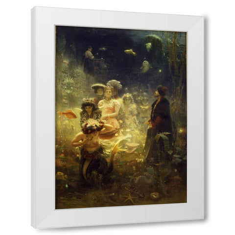 Sadko in the Underwater Kingdom White Modern Wood Framed Art Print by Repin, Ilya