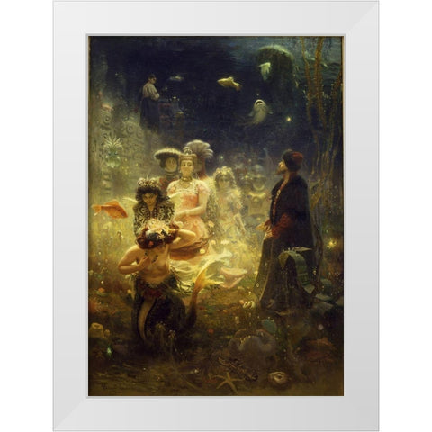Sadko in the Underwater Kingdom White Modern Wood Framed Art Print by Repin, Ilya