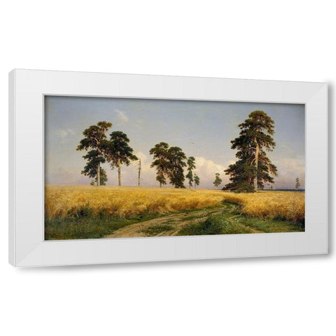 Rye Fields White Modern Wood Framed Art Print by Shishkin, Ivan