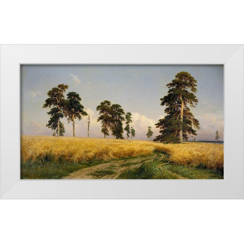 Rye Fields White Modern Wood Framed Art Print by Shishkin, Ivan