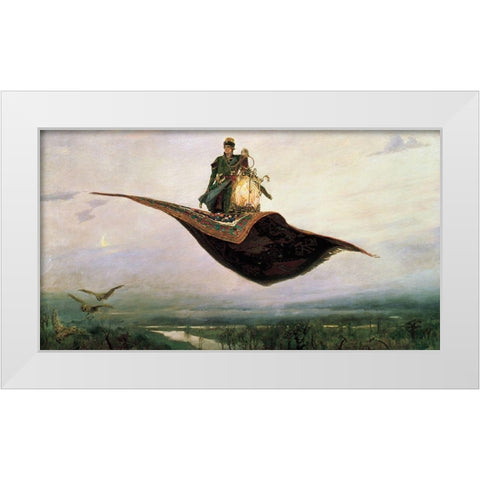 The Flying Carpet at Magic carpet White Modern Wood Framed Art Print by Vasnetsov, Viktor