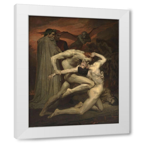 Dante and Virgil in Hell White Modern Wood Framed Art Print by Bouguereau, William-Adolphe