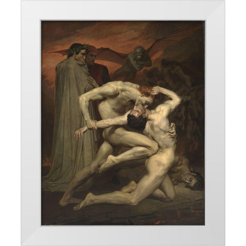Dante and Virgil in Hell White Modern Wood Framed Art Print by Bouguereau, William-Adolphe