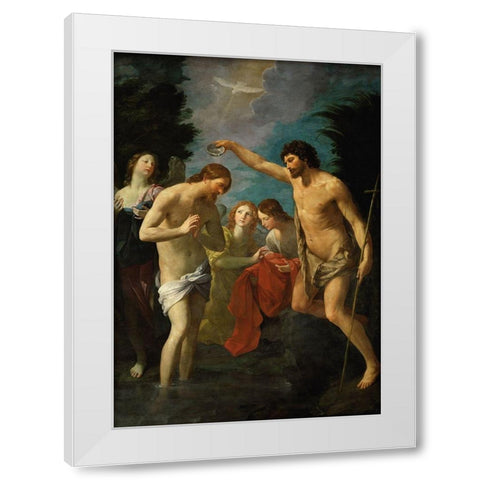 The Baptism of Christ White Modern Wood Framed Art Print by Reni, Guido