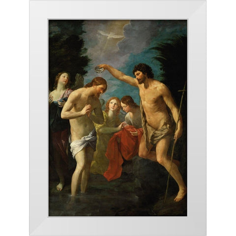 The Baptism of Christ White Modern Wood Framed Art Print by Reni, Guido