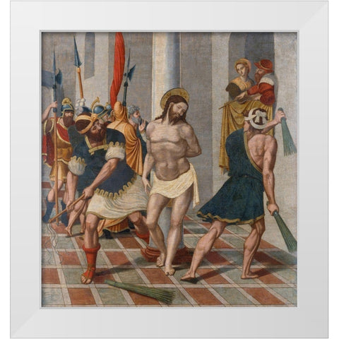 Flagellation of Christ White Modern Wood Framed Art Print by SerafÃ, Pere