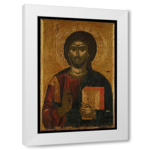 Christ Pantokrator White Modern Wood Framed Art Print by Mainland Greek workshop