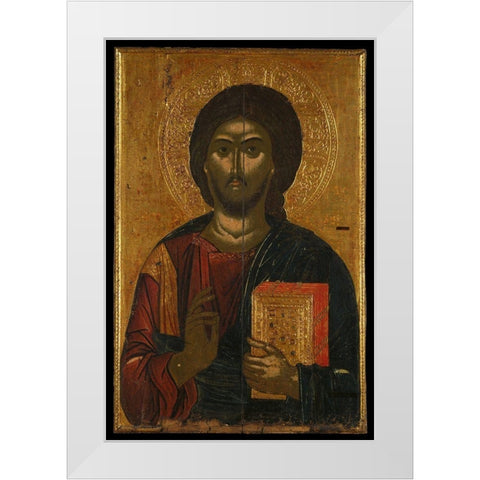 Christ Pantokrator White Modern Wood Framed Art Print by Mainland Greek workshop